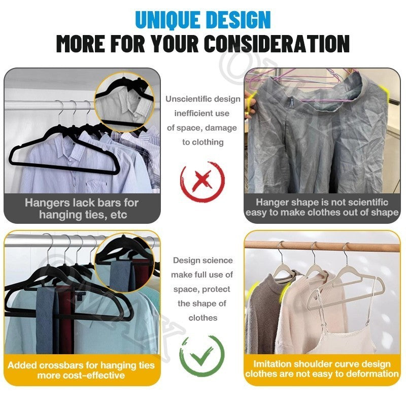 Non Slip Clothes Hanger Velvet Hanger Set Pants Organizer Clip Holder Closet Organization